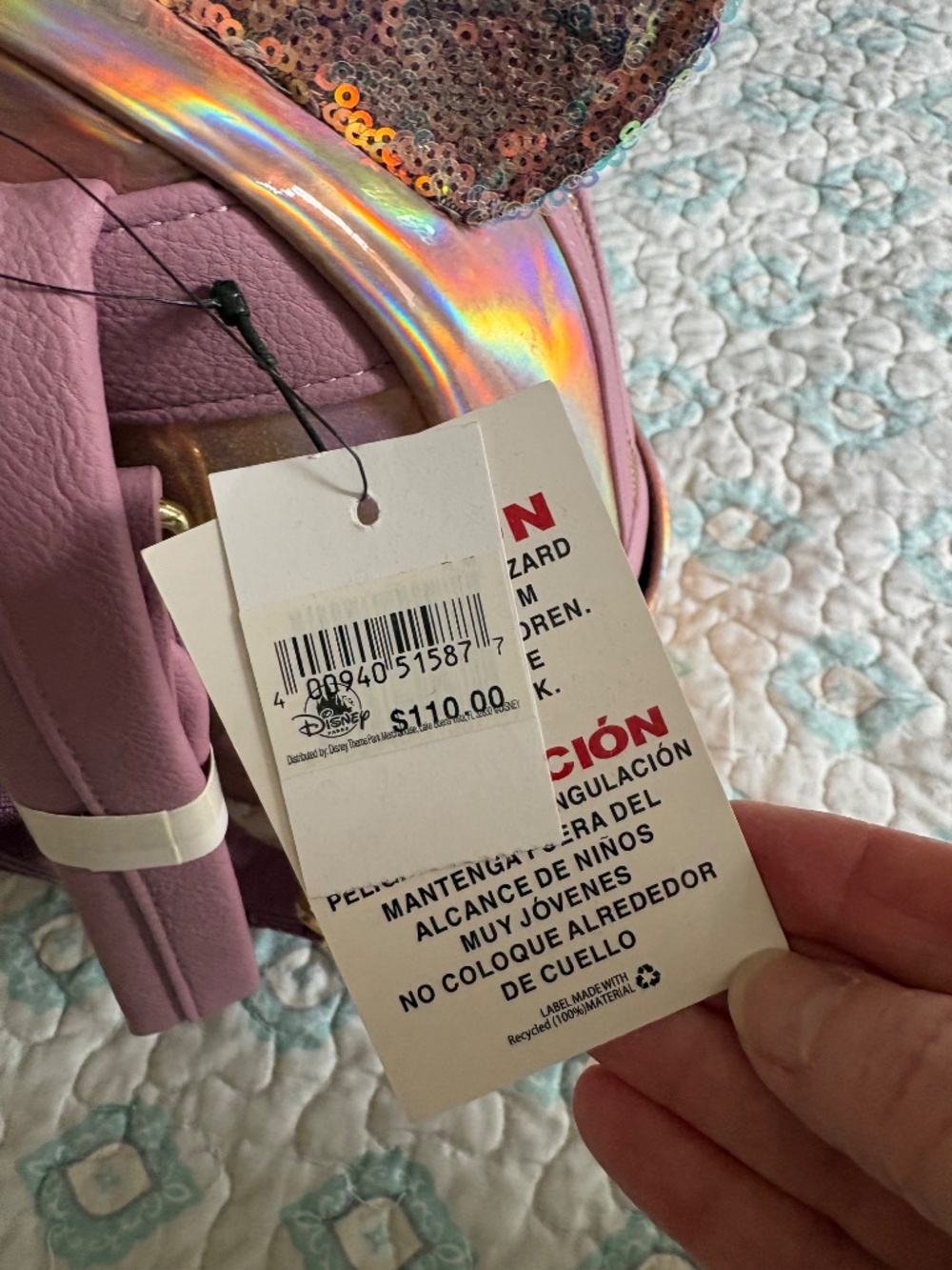 NWT Rare Disney Parks Loungefly Minnie Mouse Rose Gold Sequin Mini Backpack - Picture 3 of 7